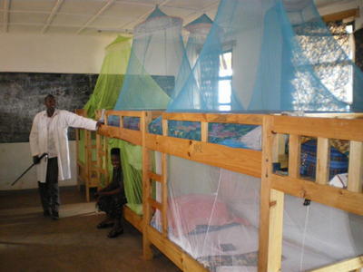 Mosquito nets in the dormitory